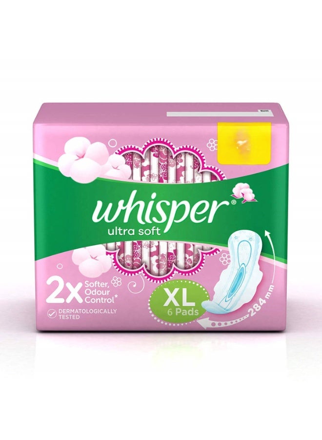 Whisper وسادة صحية وايبر فائقة النعومة للنساء XL - 6 وسادات (284 مم) - Image 1
